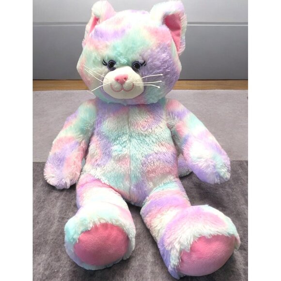 Build a Bear Kitty Cat BAB Plush Swirl Pastel Tie-Dye Pink Purple Stuffed Animal - Picture 1 of 10